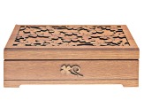 Floral Pierced Carved Wooden Jewelry Box