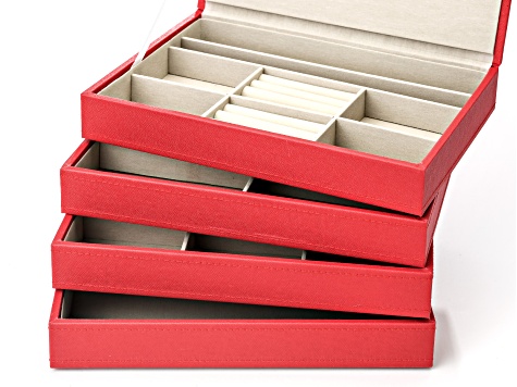 Red Stackable 4 Layer Display Tray Jewelry Box - ACC156D | JTV