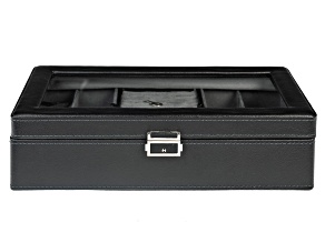 Black Lockable Jewelry Organization Box with Glass Top