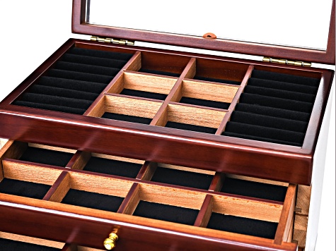 Wooden Jewelry Box with Six Layers & Mirror