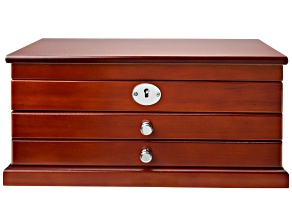 Lockable Wooden Jewelry Box with Three Layers