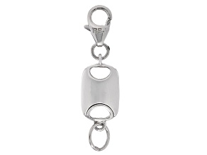 Rhodium Over Sterling Silver Flat Rectangle Magnetic Clasp