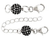 Black Spinel Rhodium Over Silver Magnetic Clasp set of 2
