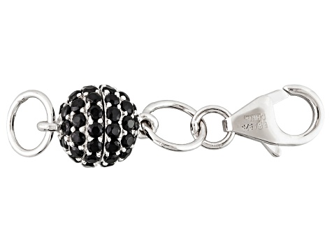 Black Spinel Rhodium Over Silver Magnetic Clasp set of 2