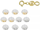14k Yellow Gold Magnetic Clasp & 10-piece 14k YG and Rhodium Over WG Silicone Bubble Earring Backs