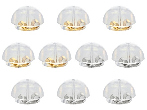 14k Yellow Gold Magnetic Clasp & 10-piece 14k YG and Rhodium Over WG Silicone Bubble Earring Backs
