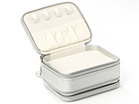 Silver Double Layer Travel Jewelry Box with Jewelry Cleaning Essentials(TM) Pack of 10 Wipes