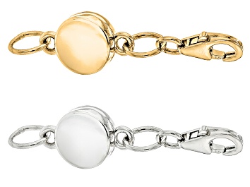 Picture of Rhodium & 18K Yellow Gold Over Sterling Silver Round Magnetic Clasp Set of 2