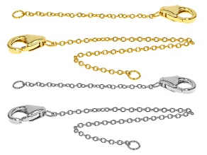 14k Gold Over & Rhodium Sterling Silver Extender Chain 2" & 4" Set of 4