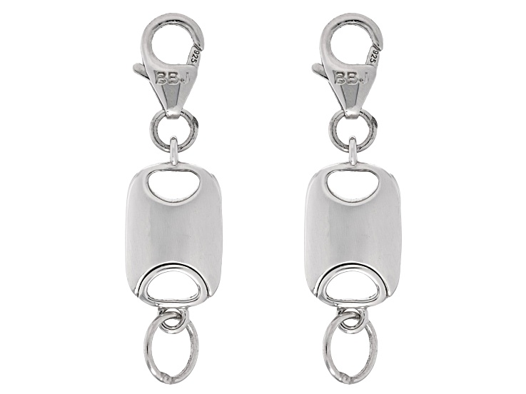 Rhodium Over Sterling Silver Flat Rectangle Magnetic Clasp