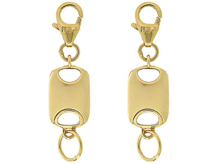 18K Gold Over Sterling Silver Flat Rectangle Magnetic Clasp Set of