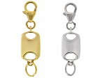 Rhodium & 18k Gold Over Sterling Silver Flat Rectangle Magnetic Clasp Set of 2