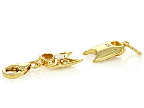 Rhodium & 18k Gold Over Sterling Silver Flat Rectangle Magnetic Clasp Set of 2