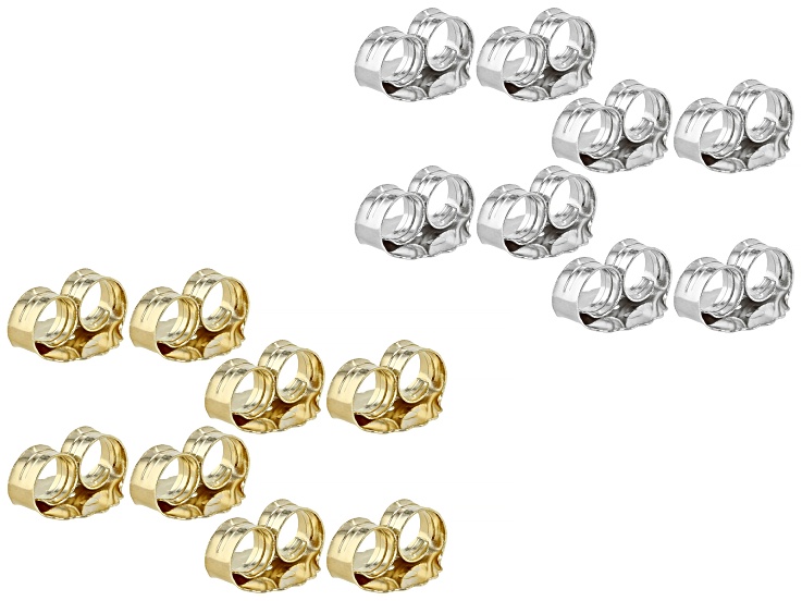 16 pc or 8 sets of 18k Gold over Sterling Silver & Rhodium Over Sterling Silver X-LG Backs