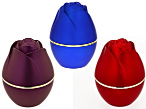 Red, Purple, & Blue Rose Shaped Ring Gift Box with LED light Set