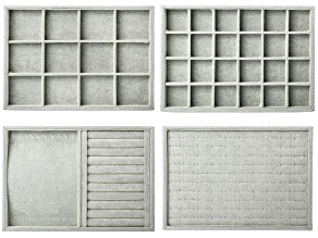 Gray Velvet Tray Set of 4
