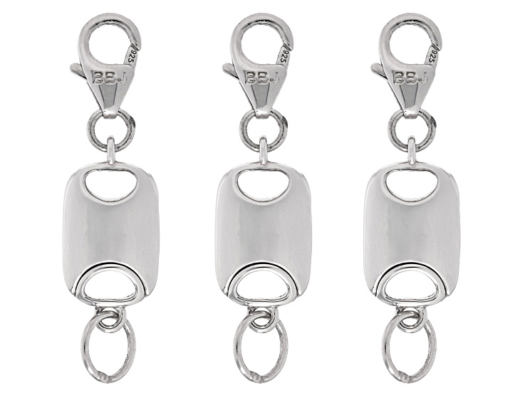 Over Sterling Silver Flat Rectangle Magnetic Clasp Set of 3