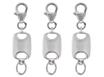Over Sterling Silver Flat Rectangle Magnetic Clasp Set of 3