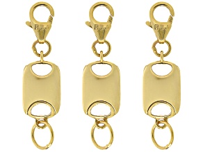 18k Gold Over Sterling Silver Flat Rectangle Magnetic Clasp Set of 3