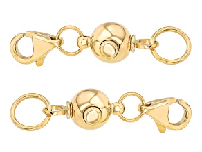 18k YG Over Stainless Steel Secure Push Button Round Clasp Set of 2