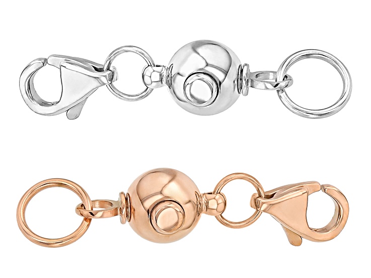 silverアクセサリーSET 18k Rose Gold Over Stainless Steel & Stainless Steel Secure Push