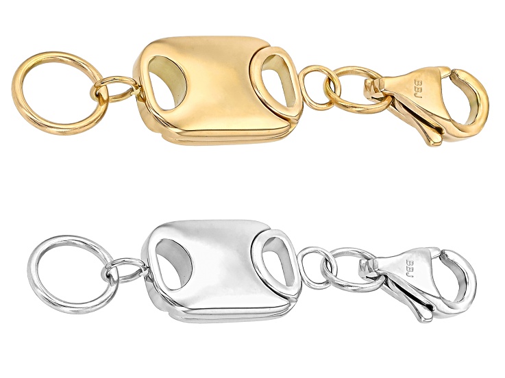 18k YG Over Stainless Steel & Stainless Steel Flat Rectangle Magnetic Clasp Set of 2