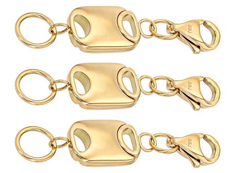 18k YG Over Stainless Steel Flat Rectangle Magnetic Clasp Set of 3