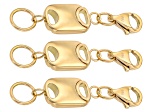 18k YG Over Stainless Steel Flat Rectangle Magnetic Clasp Set of 3