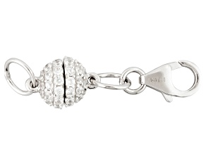 White Cubic Zirconia Magnetic Clasp Converter Rhodium Over Sterling