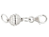 White Cubic Zirconia Magnetic Clasp Converter Rhodium Over Sterling