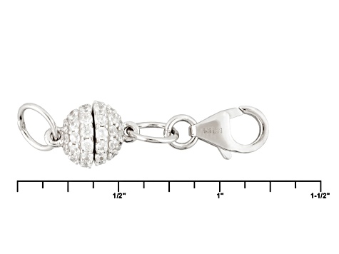 White Cubic Zirconia Magnetic Clasp Converter Rhodium Over Sterling