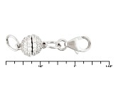 White Cubic Zirconia Magnetic Clasp Converter Rhodium Over Sterling