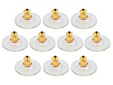 10 Piece Set Of 14K Yellow Gold Over Sterling Silver Bullet Clutch Earring Backs W/ Pad