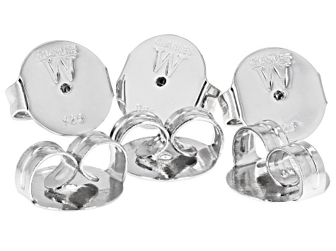 6 Piece Set Of Rhodium Over Sterling Silver Jumbo Friction Backs