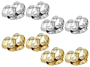 8 Piece Set of 18K Yellow Gold Over Silver And Rhodium Over Silver Friction Earring Backs