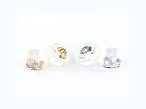 Rhodium Over 14k White Gold & 14k Yellow Gold Silicone Bubble Earring Backs 10 Pieces Total