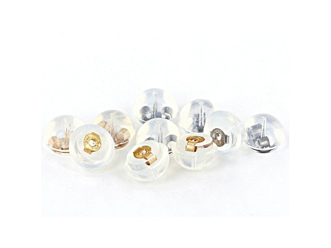 Rhodium Over 14k White Gold & 14k Yellow Gold Silicone Bubble Earring Backs 10 Pieces Total