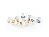 Rhodium Over 14k White Gold & 14k Yellow Gold Silicone Bubble Earring Backs 10 Pieces Total