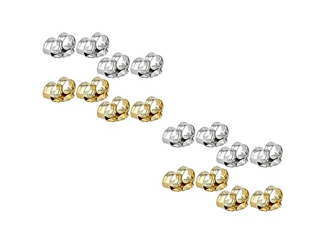 16 pc or 8 sets of 18k Gold over Sterling Silver & Rhodium Over Sterling Silver X-LG Backs