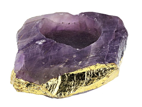 Agate & Amethyst Tealight Holder with Gold Tone Accent Set of 2
