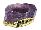 Agate & Amethyst Tealight Holder with Gold Tone Accent Set of 2