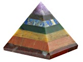 Colors of the Chakra Gemstone Pyramid Appx 3"