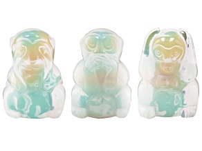 Three Wise Monkeys Figurine Set In Opalite