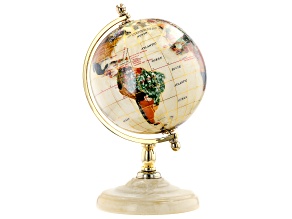 Gemstone Globe with Cream Colored Ocean appx 7.5" and Cream Color appx 4" Round Base