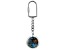 Gemstone Globe Keychain with Marine Blue Color Opalite Ocean and Silver Tone Keychain