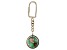 Gemstone Globe Keychain with Peridot Green Color Opalite Globe and Gold Tone Keychain