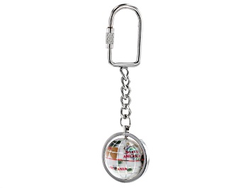 Picture of Gemstone Globe Keychain with Opal Color Opalite Globe and Silver Tone Keychain
