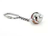 Gemstone Globe Keychain with Opal Color Opalite Globe and Silver Tone Keychain