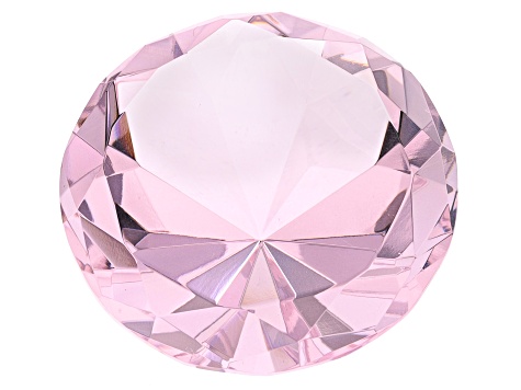 Round Faceted Pink Crystal Paperweight Appx 60mm