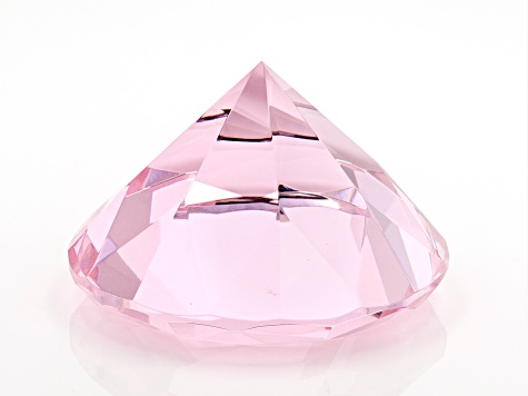 Round Faceted Pink Crystal Paperweight Appx 60mm